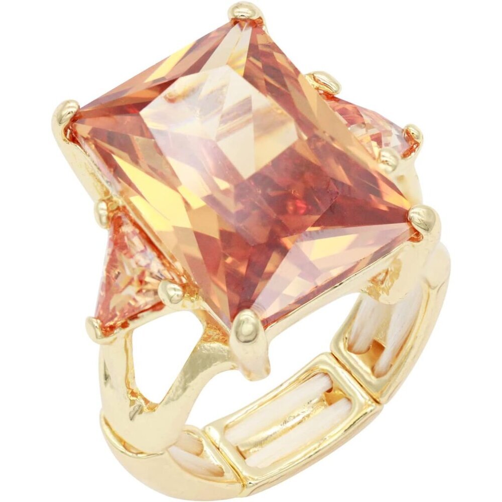 Big Bold Radiant CZ Stones Stretch Rings for Women Size for 7-9